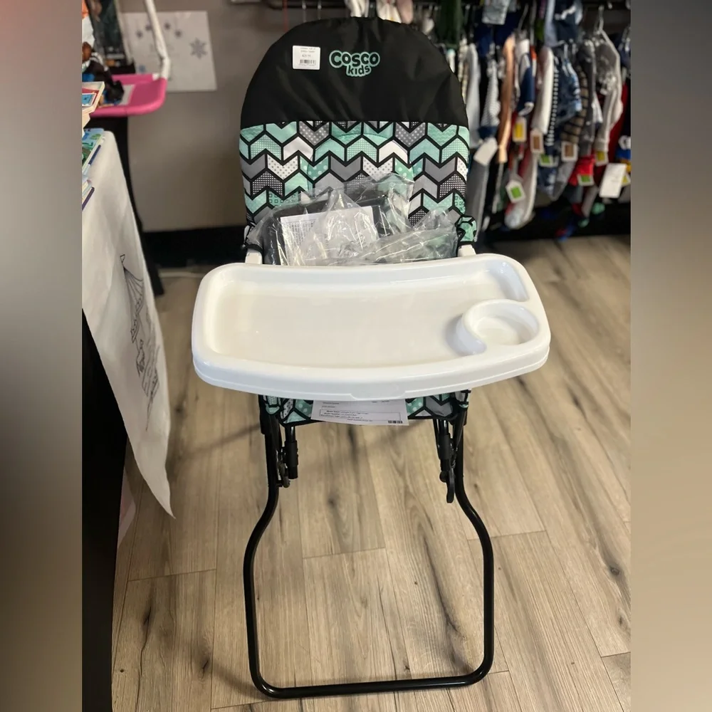 Cosco Kids Simple Fold Full Size High Chair with Adjustable Tray, Spritz